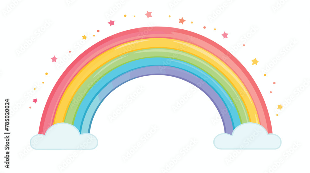 Cute rainbow arc with separate stripes skewed to left