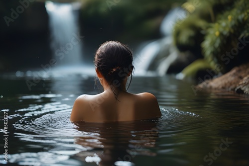 Woman Bathing in Cascade Generative AI © Ghulam