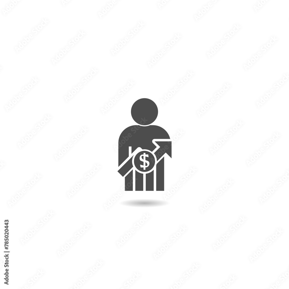 Employee salary increase icon with shadow Employee salary increase icon with shadow