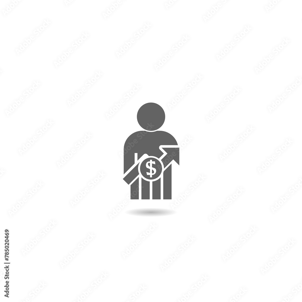 Employee salary increase icon with shadow Employee salary increase icon with shadow