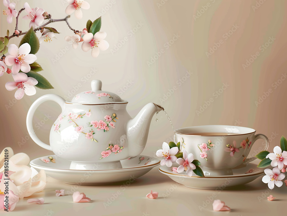 Fototapeta premium Tea time ceremony herbal organic national tea day beverage drink.