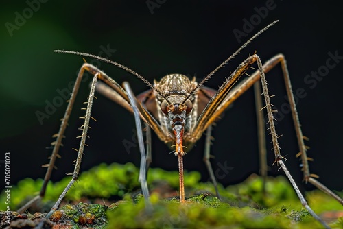 Mystic portrait of Uniform maansonia mosquito beside view, full body shot, Close-up View,  © Tebha Workspace