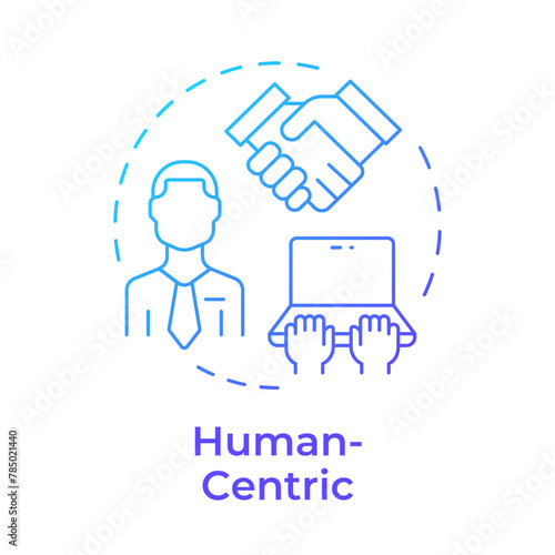 Human-centric blue gradient concept icon. Business process management. Workflow efficiency. Round shape line illustration. Abstract idea. Graphic design. Easy to use in infographic, article photo