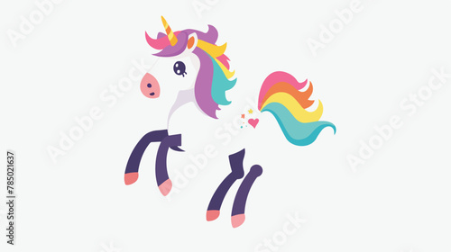 Cute unicorn illustration cute and fun Flat vector is