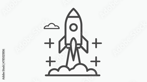 Business launch line black icon Flat vector isolated