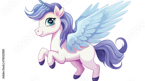 Cute unicorn flying cartoon icon vector illustration