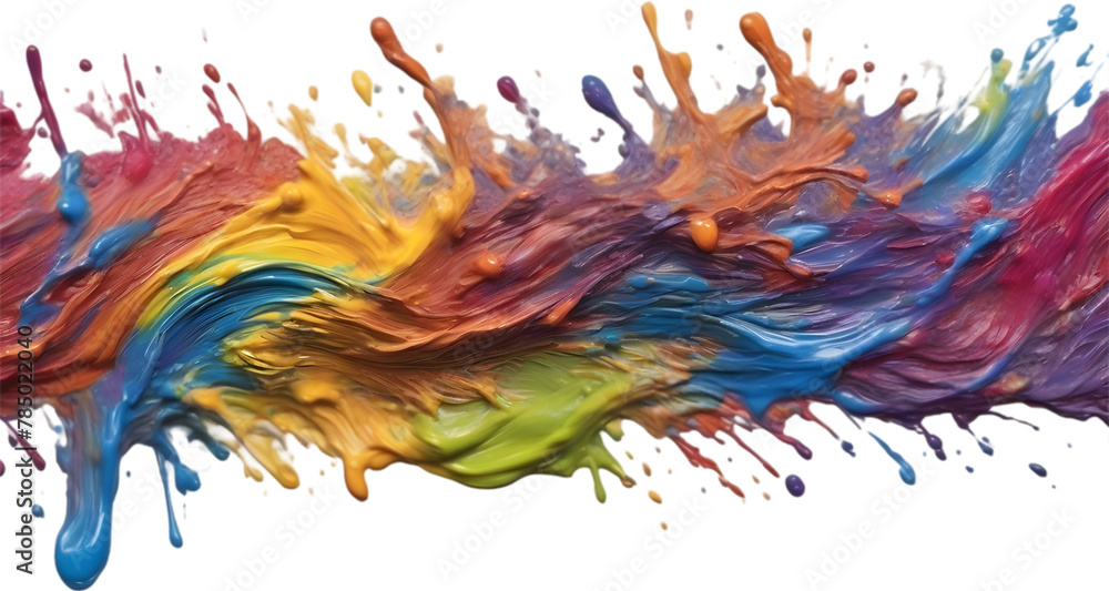 Rainbow wave oil painting using brush technique.
