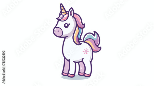 Cute unicorn magical character hand draw style icon Vector