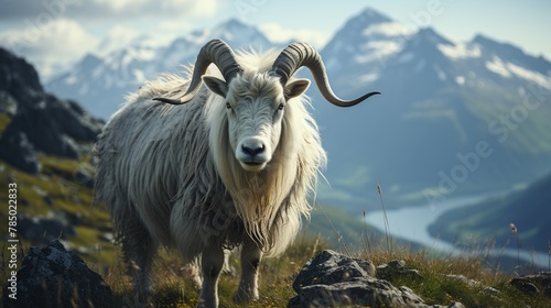 Portrait of a goat on the top of a mountain, © WaniArt