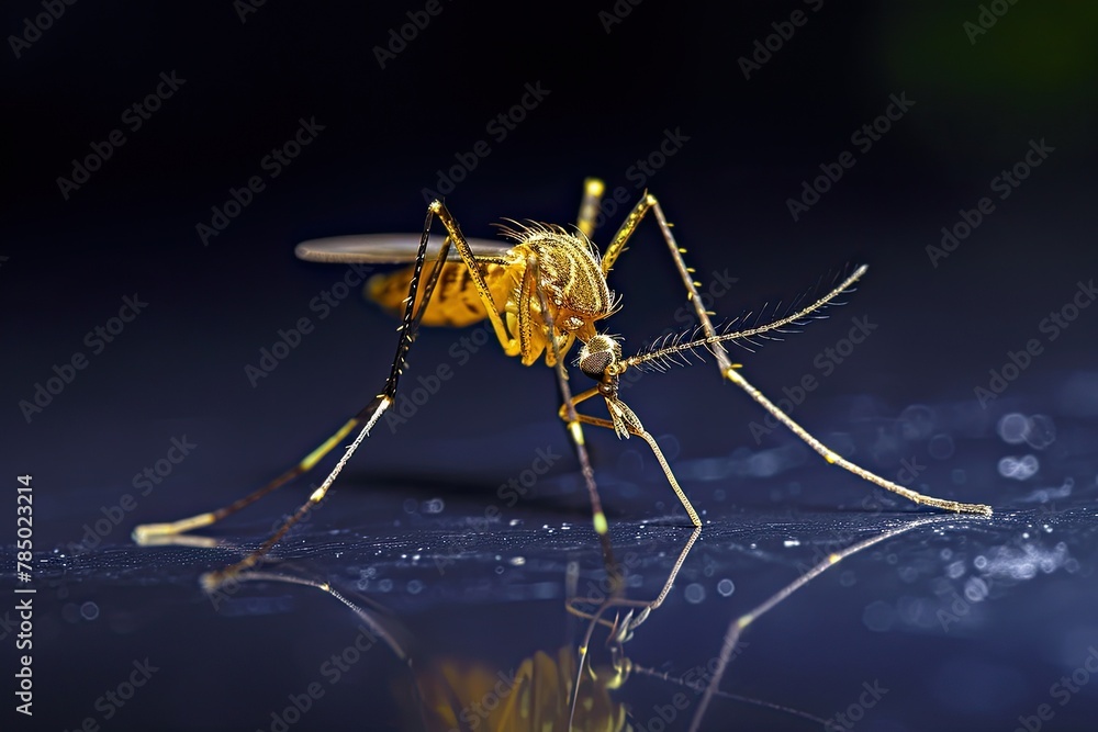 Naklejka premium Mystic portrait of Yellow fever mosquito beside view, full body shot, 
