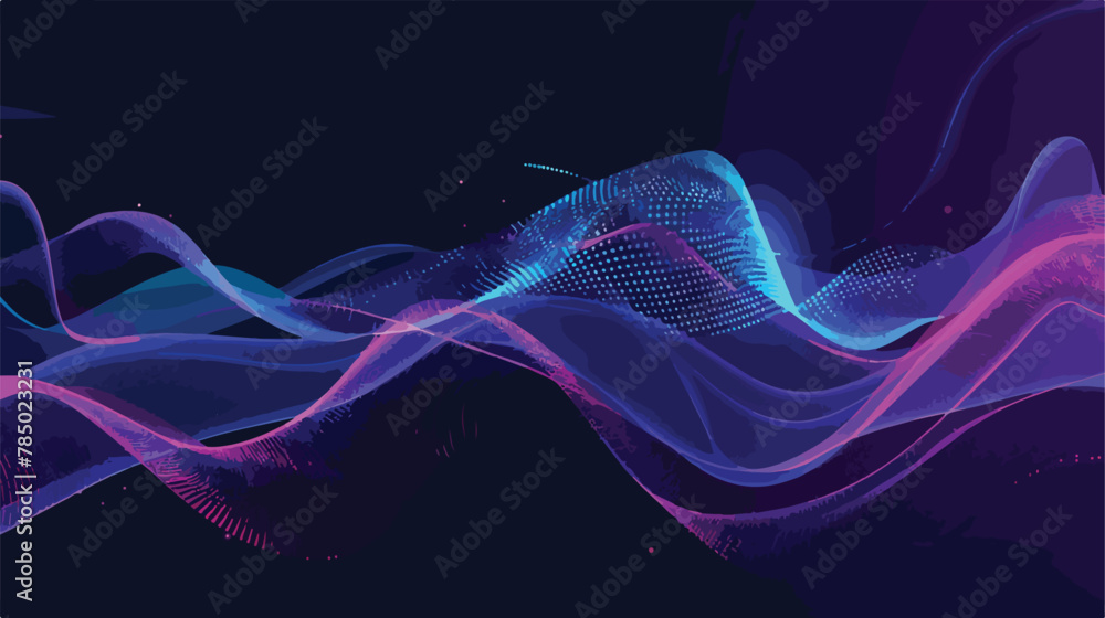 Dark abstract background with glowing wave. Shiny mov