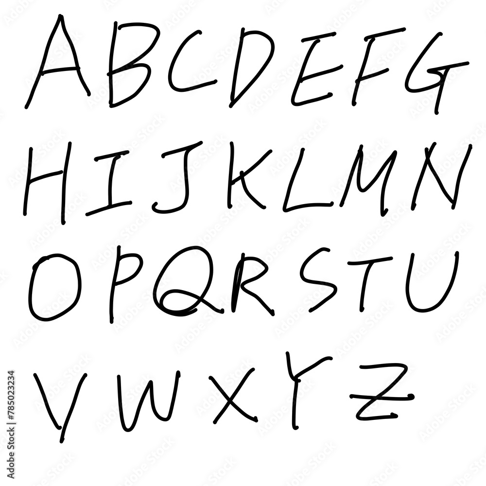 hand drawn alphabet, handwritten alphabet capital letters