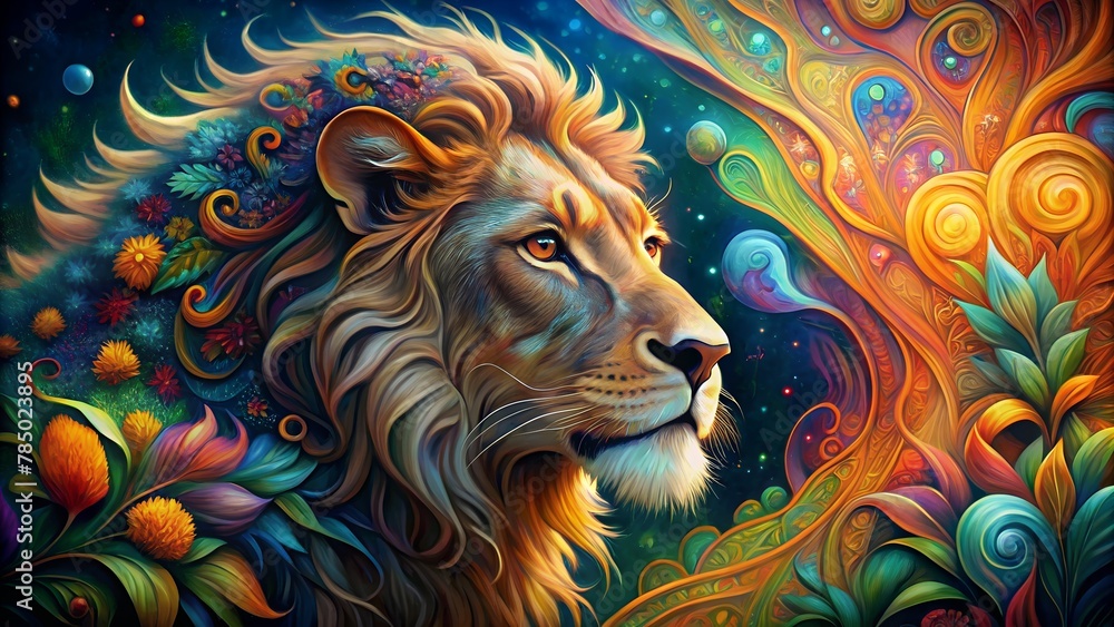 beautiful lion in profile