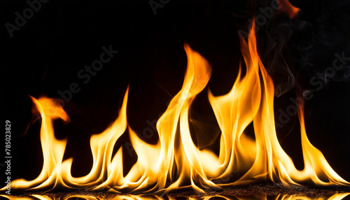 Closeup of fire isolated on black background