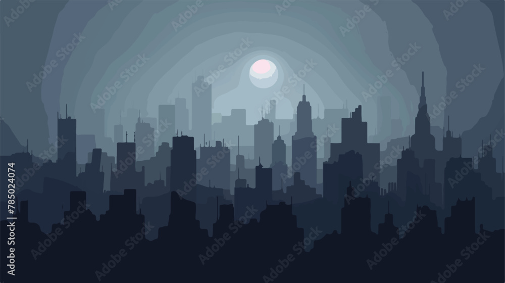 Dark scenery of panorama cityscape placed in angle