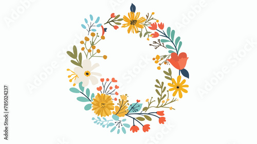Decorative flower wreath vector illustration Flat Vector