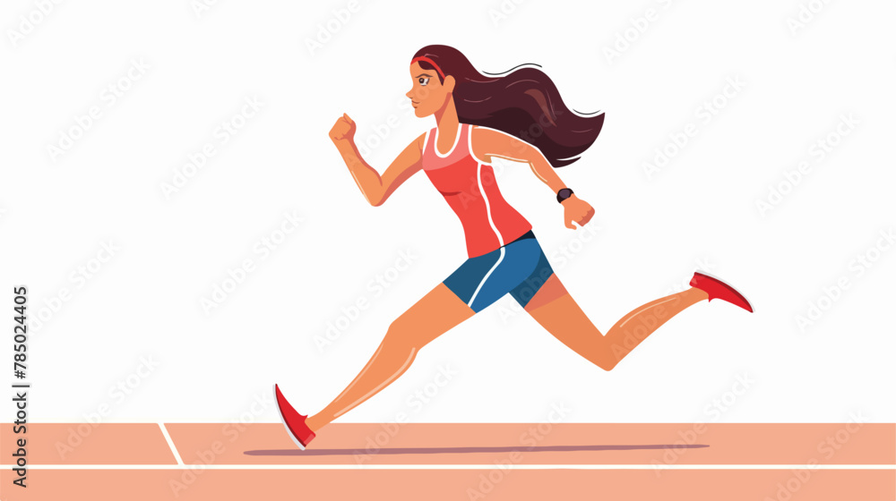 Runner woman running on race track coach