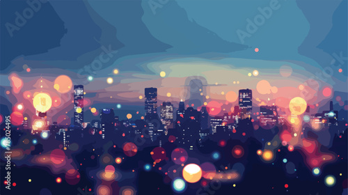 Defocused cityscape at night light background Flat Vector