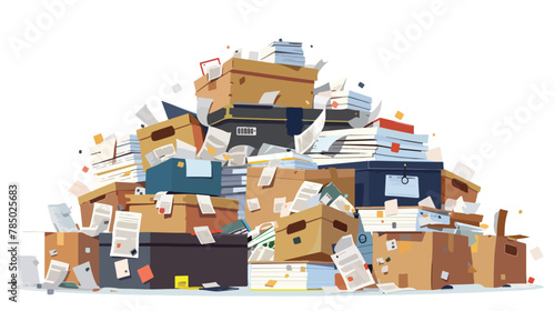 Heap of paper document file folders and cardboard boxes  © Feblar