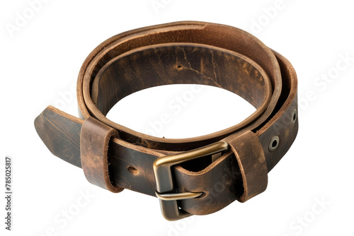 Brown Leather Belt With Metal Buckle