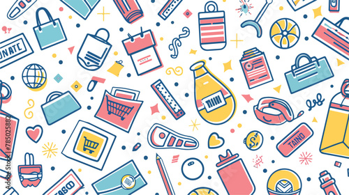 Shopping and discounts icons square seamless pattern.