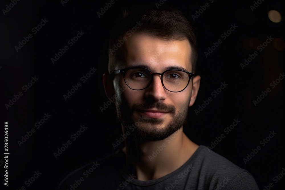 Fototapeta premium A man with glasses is smiling at the camera
