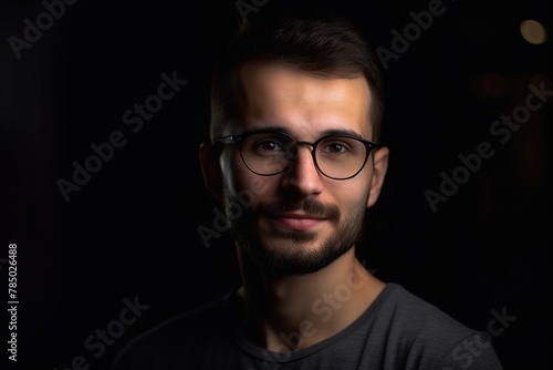 A man with glasses is smiling at the camera