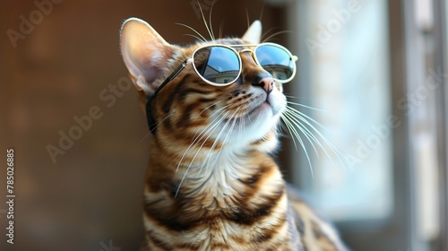 Bengal cat in sunglasses