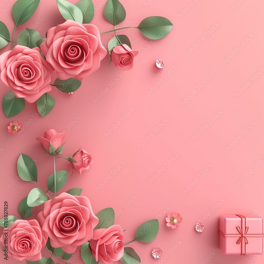 3D render happy mother day banner with copy space. Happy Mothers day Image