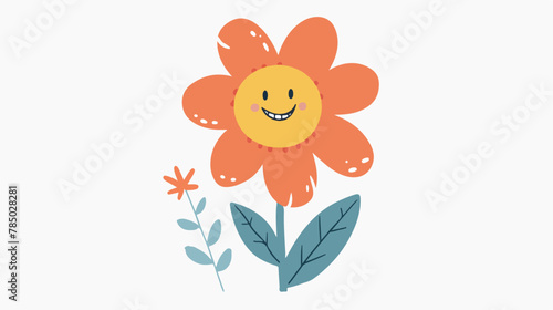 Cute flower with smile. Colorful vector illustration