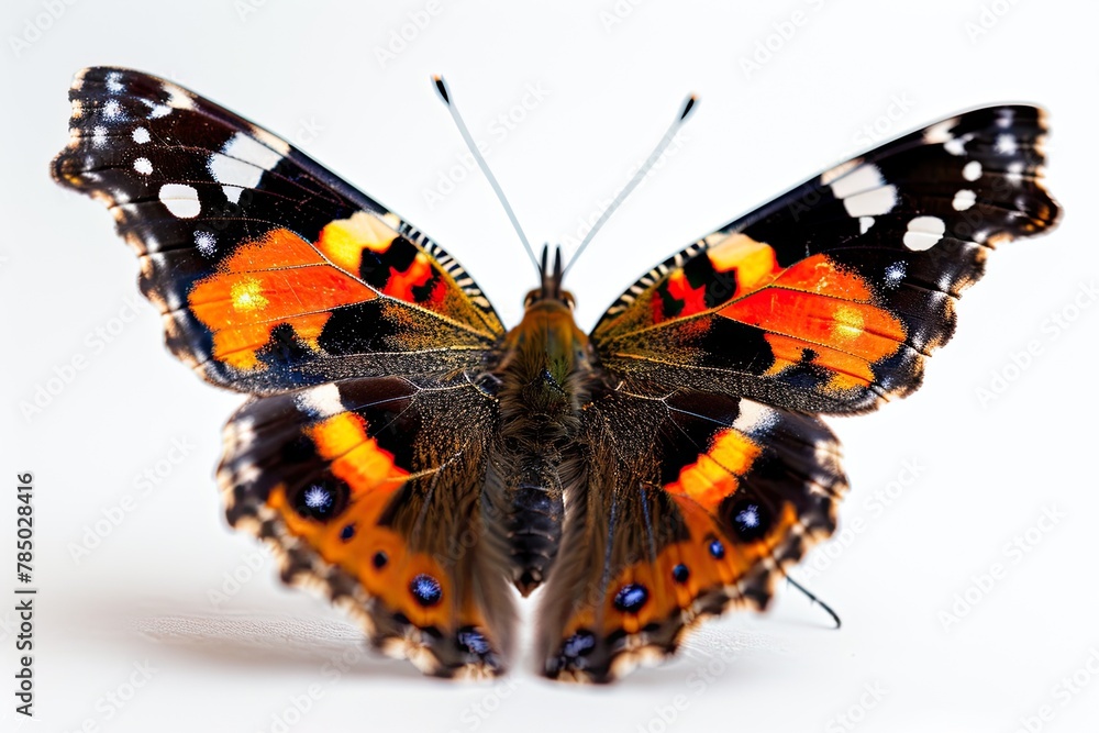 Naklejka premium Red Admiral Butterfly on white background,