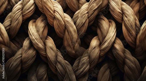 A close up of a bunch of brown rope