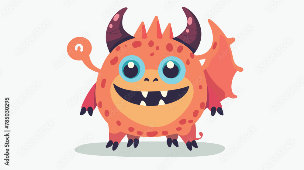 Cute monster with happy face emotion