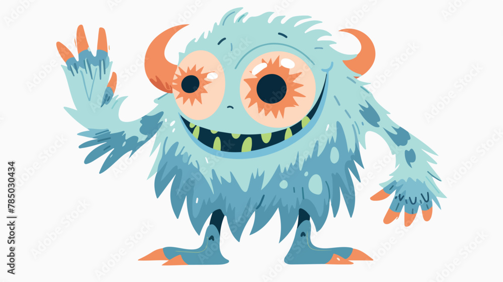 Cute monster with one eye and happy face emotion