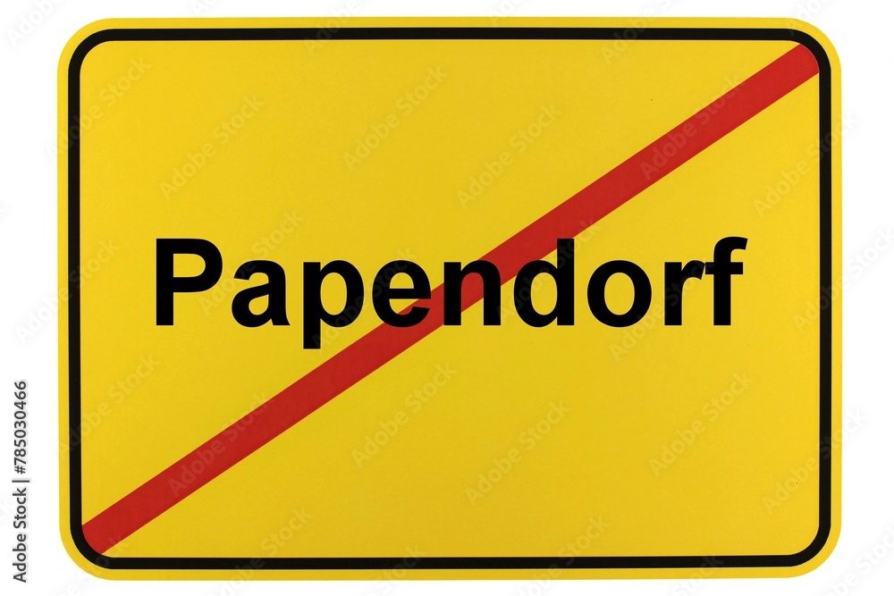 Illustration eines Ortsschildes der Gemeinde Papendorf in Mecklenburg-Vorpommern Illustration eines Ortsschildes der Gemeinde Papendorf in Mecklenburg-Vorpommern