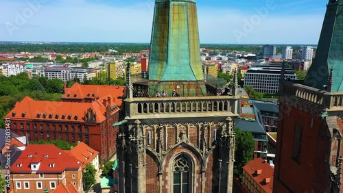 Tower Cathedral Jan Chrzciciel Wroclaw Ostrow Tumski Aerial View Poland