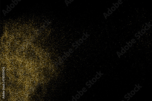 Golden Explosion Of Confetti. Gold Glitter Halftone Dotted Backdrop. Abstract Retro Pattern. Pop Art Style Background. Digitally Generated Image. Vector Illustration, Eps 10. 
