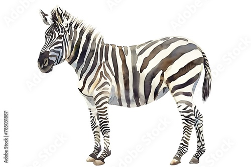 watercolor zebra isolated on white background