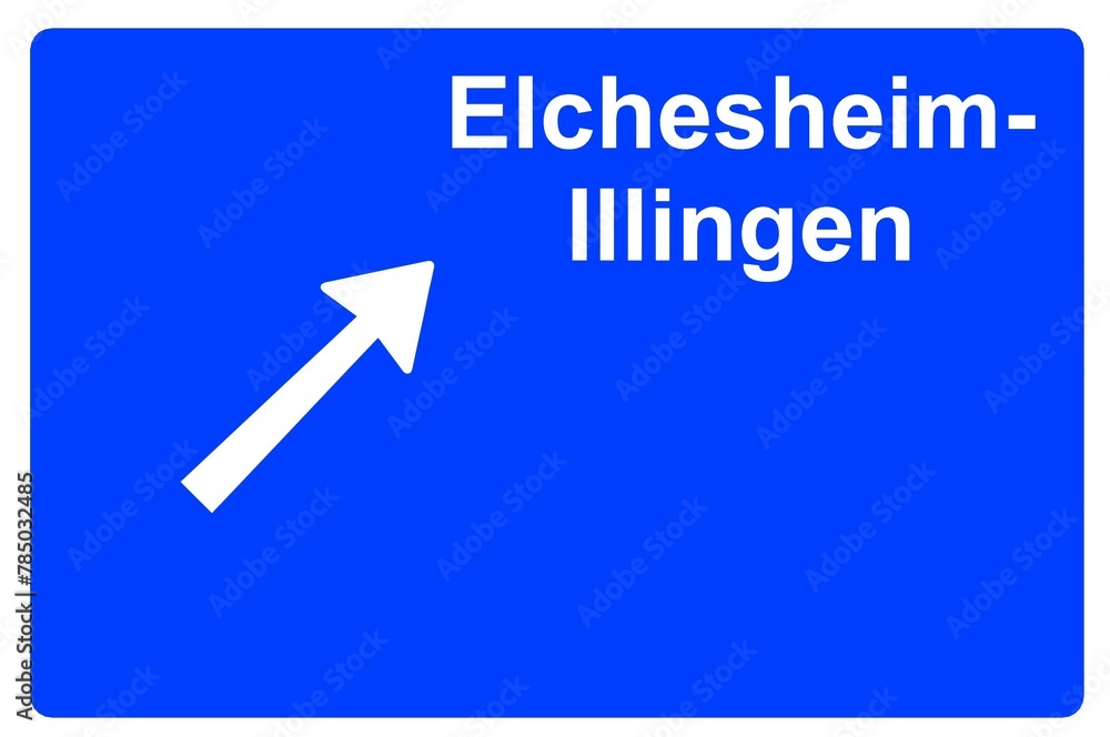 Illustration eines Autobahn-Ausfahrtschildes mit der Beschriftung Illustration eines Autobahn-Ausfahrtschildes mit der Beschriftung