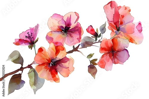 watercolor summer flowers isolated on white background for design