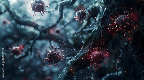 Hyper-Detailed Cinematic Rendering of Immune Response to Endoparasite Infestation on Isolated Background photo