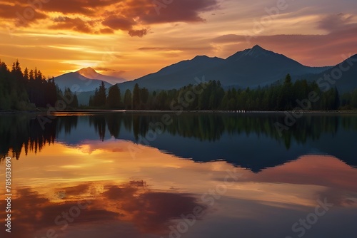 Superb Sunset reflects christian mountain spirituality in nature beauty Generative AI