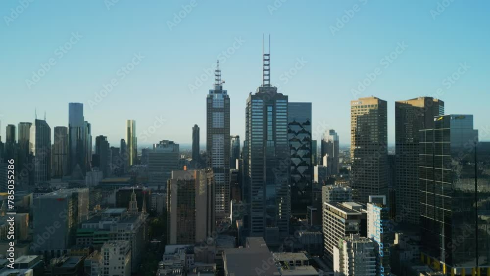 Aerial drone video of the city skyline in Melbourne, Victoria, Australia. Aerial drone video of the city skyline in Melbourne, Victoria, Australia.