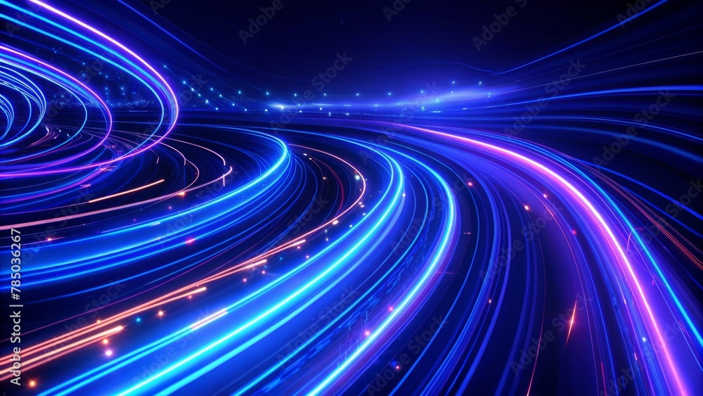 Abstract background with neon light lines in blue and purple colors Abstract background with neon light lines in blue and purple colors