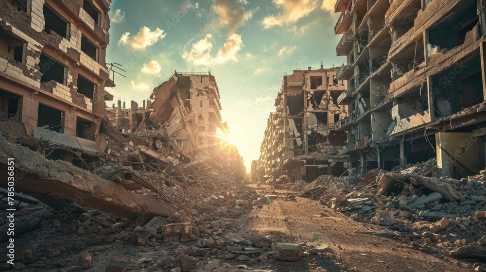 "Capturing the Aftermath: War-Damaged Urban Buildings Through the Lens of Canon Cameras" - obrazy, fototapety, plakaty 