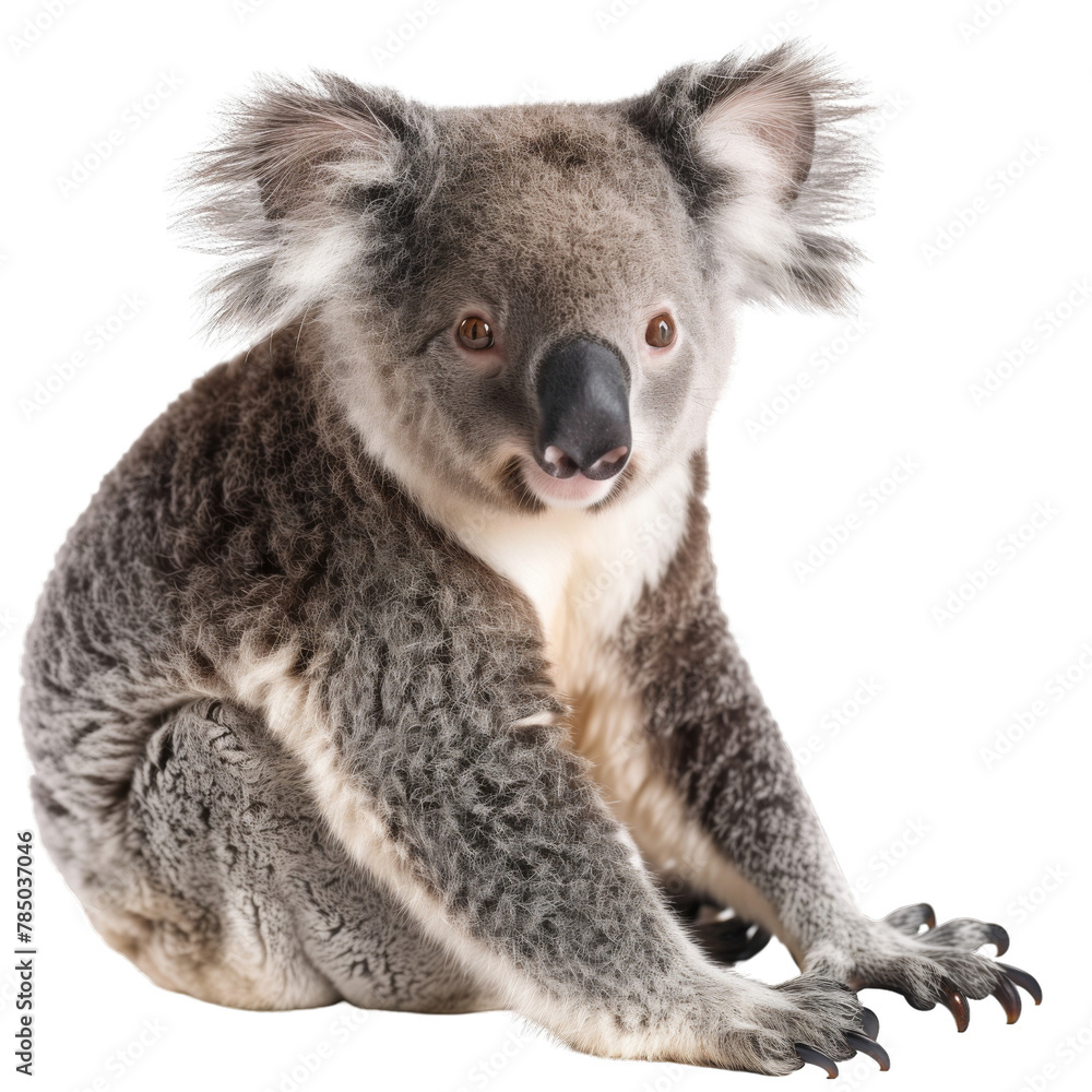 Naklejka premium Cute koala on a transparent background. Marsupial Australian animal