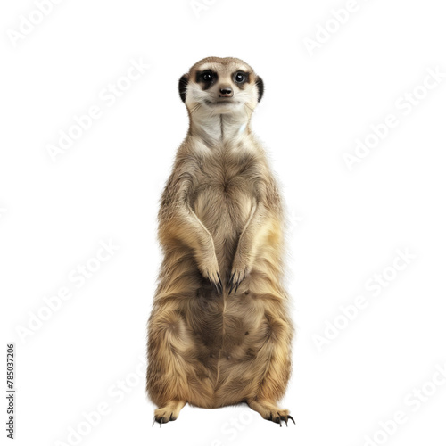 Cute meerkat on a transparent background. A predator of the mongoose family © Katsyarina