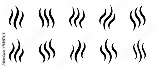 Aromas vaporize icons. Smoke, steam flat line icons.