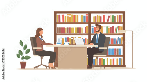 Smiling accountant clerk or lawyer woman meeting custo photo