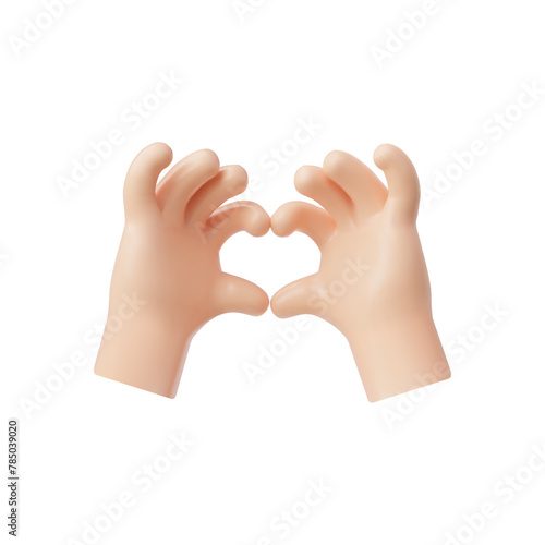 Hands making heart shape gesture 3D icon, vector cartoon love symbol, Valentines day romantic fingers gesture emoji